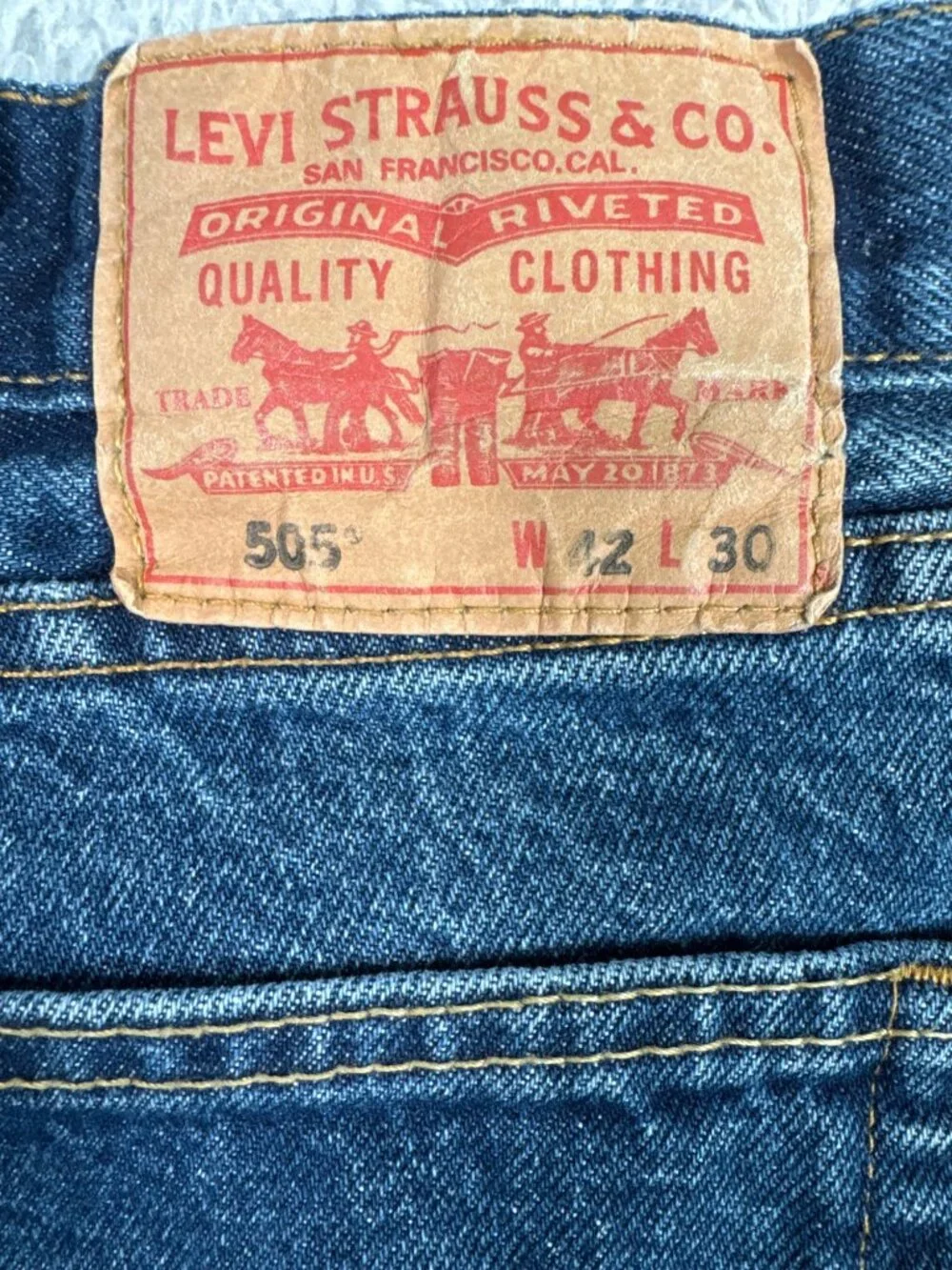 Levis 505 Regular Fit Jeans Mens 42 Denim Heavy Duty Work Outdoors